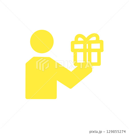 Gift Giving Icon – プレゼントを渡す人物のアイコン（感謝・寄付・贈り物） 129855274