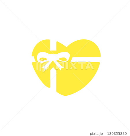 Heart Gift Icon – ハート型ギフトのアイコン（バレンタイン・感謝・愛） 129855280