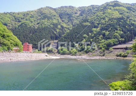 新緑太田川河畔の景色 129855720