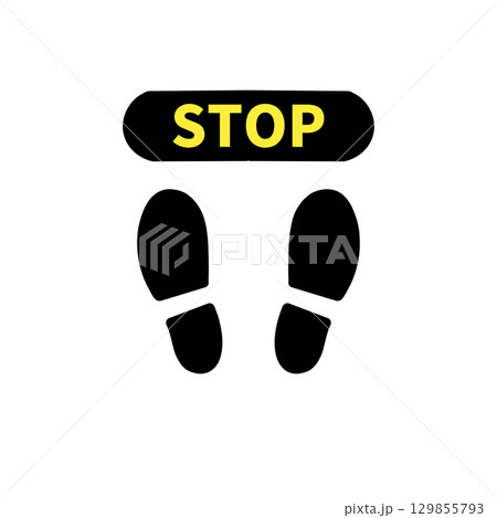 足元のSTOPサイン – Stand Here STOP Sign Icon 足元のSTOPサイン – Stand Here STOP Sign Icon 129855793
