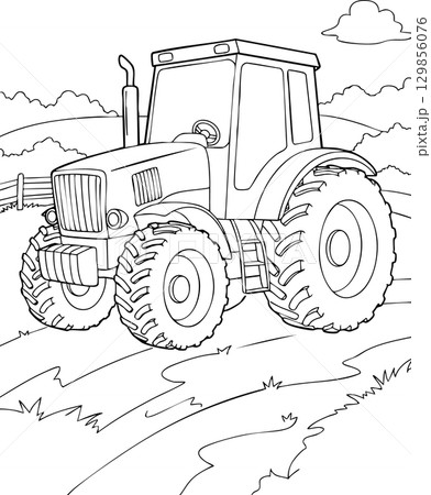 tractor with a farm 129856076