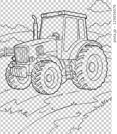 tractor with a farm 129856076