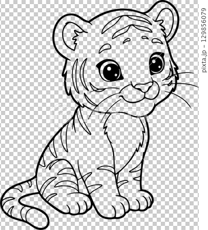 cartoon animal outline for coloring book 129856079