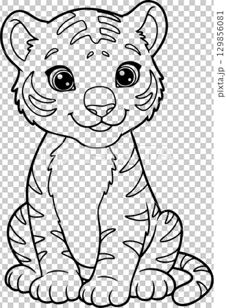 coloring book page with cute cartoon animal 129856081