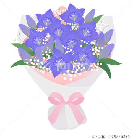 リンドウの花束_ベクターイラスト 129856284