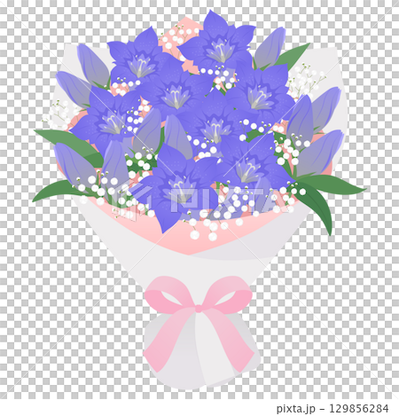 リンドウの花束_ベクターイラスト 129856284