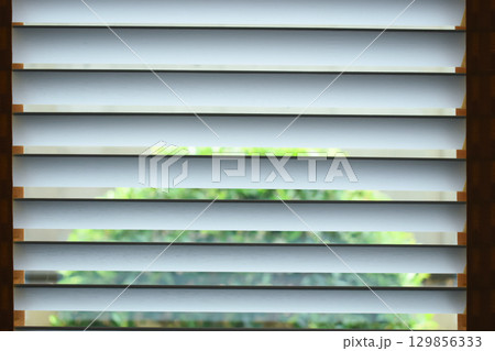 white window blinds in home, object for decorate interior of house 129856333
