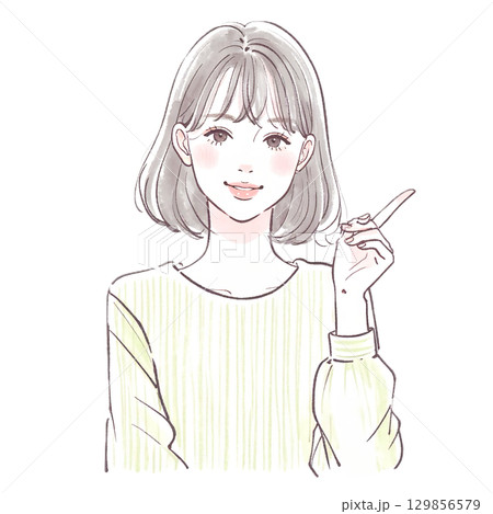 水彩画・手描きの女性・女の子のイラスト素材 水彩画・手描きの女性・女の子のイラスト素材 129856579