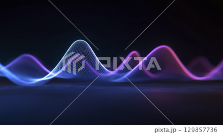 Abstract wave light spectrum audio digital blue purple color flow energy background creating smooth futuristic motion graphic visualization with vibrant glowing curves conveying sense of dynamic 129857736