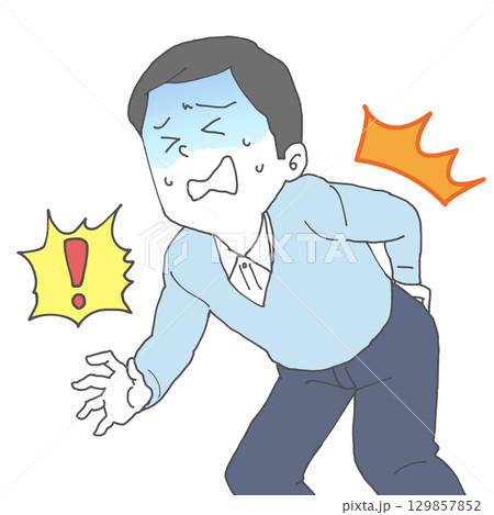 腰が痛い男性3 青ざめる 129857852