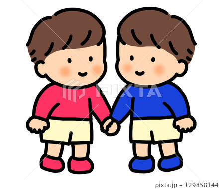 双子男の子イラスト 129858144