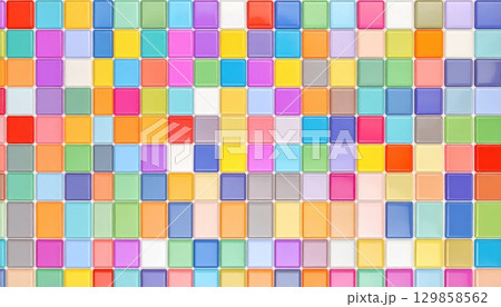 《AI画像》カラフルなモザイクタイルの背景素材 129858562