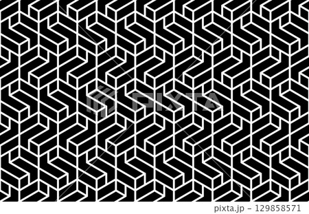 Abstract geometric pattern. A seamless vector background. White and black ornament. Graphic modern pattern. Simple lattice graphic design. 129858571