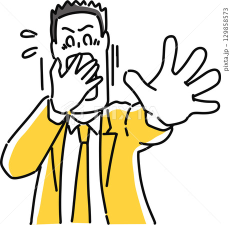 激しく驚く男性社員 129858573