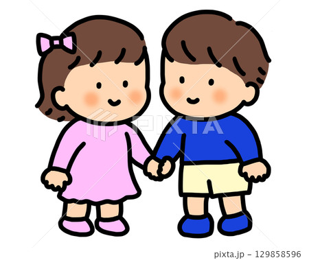 男の子と女の子 仲良しイラスト 男の子と女の子 仲良しイラスト 129858596