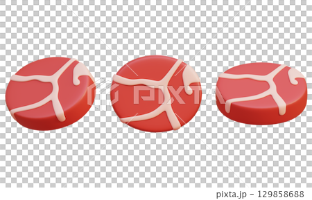cartoon style meat 3D graphic 129858688