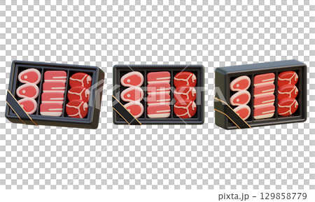 cartoon style Gourmet Gift Set meat Set 3D graphic 129858779