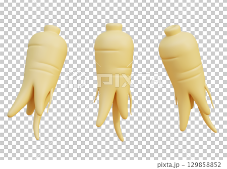 cartoon style ginseng 3D Graphic 129858852