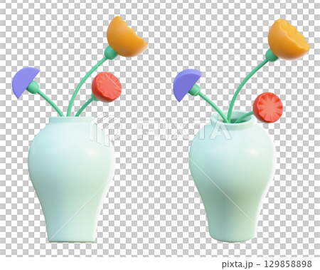 cartoon style flower vase 3D graphic cartoon style flower vase 3D graphic 129858898