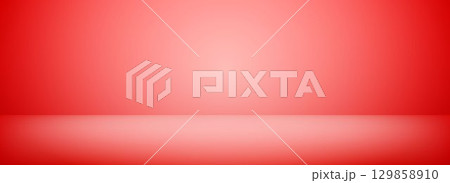Red studio podium background. Gradient limbo scene wallpaper. Ruby shelf and wall backdrop for mockup, presentation, template, product showcase. Abstract cherry room stage display. Vector illustration 129858910