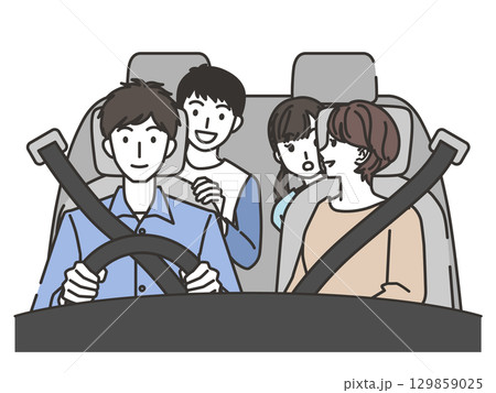 家族4人でドライブ 129859025