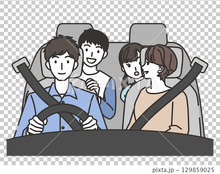 家族4人でドライブ 129859025