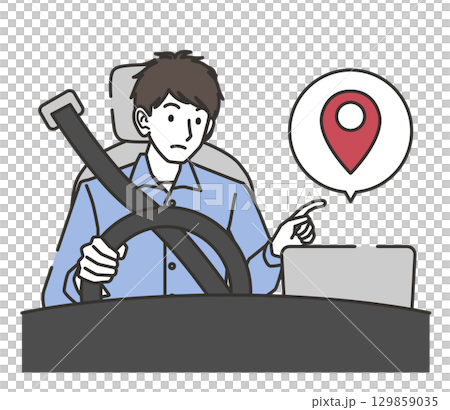 運転中にカーナビ操作（地図アイコン付き） 129859035