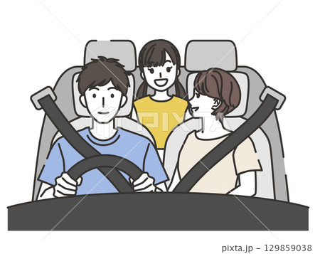 家族3人でドライブ、夏 129859038