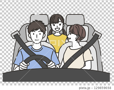 家族3人でドライブ、夏 129859038