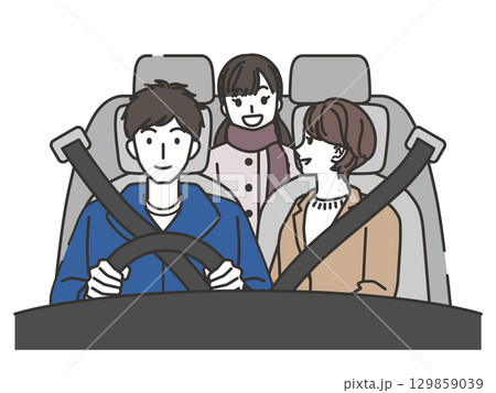 家族3人でドライブ、冬 129859039