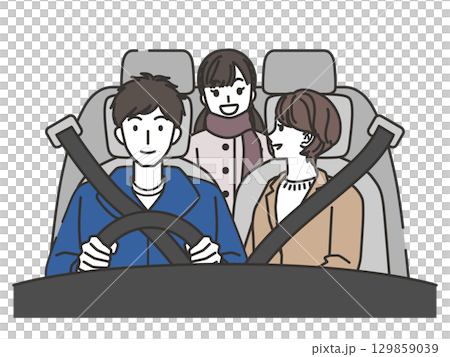 家族3人でドライブ、冬 129859039