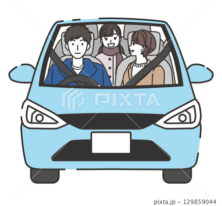 家族3人でドライブ、冬 家族3人でドライブ、冬 129859044