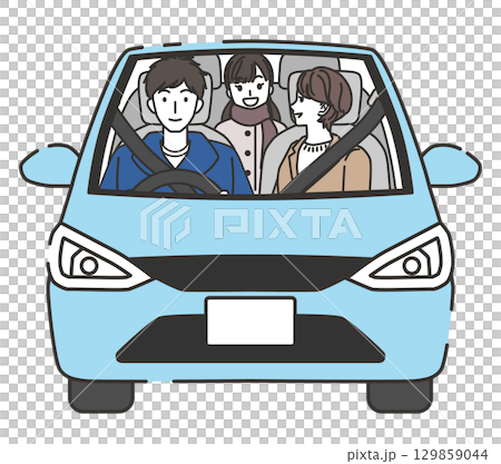 家族3人でドライブ、冬 家族3人でドライブ、冬 129859044