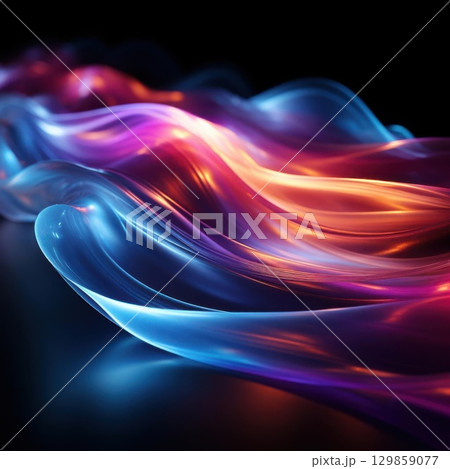 Abstract Colorful Waves with Glowing Energy, and 3D Render. 129859077