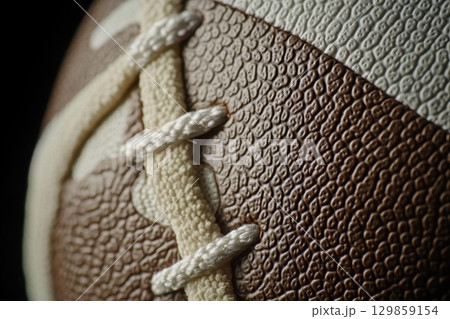 American Football Closeup Texture Background. 129859154