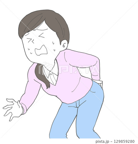 腰が痛い女性 腰が痛い女性 129859280
