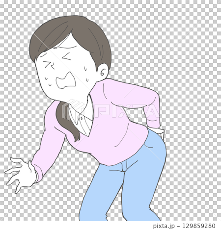 腰が痛い女性 腰が痛い女性 129859280