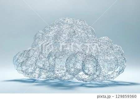Cloud Computing Network with Digital Data, and 3D Render. 129859360