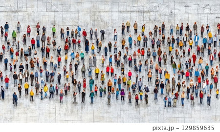 Diverse Crowd People Urban City Street Aerial View. Diverse Crowd People Urban City Street Aerial View. 129859635