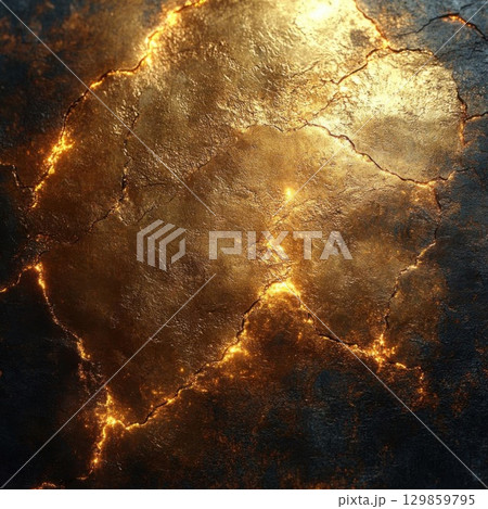 Glowing Gold Cracked Texture Background. Glowing Gold Cracked Texture Background. 129859795
