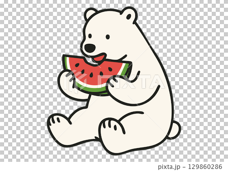 北極熊吃西瓜的插圖 129860286
