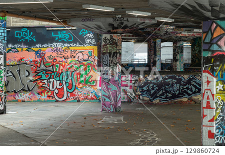 the iconic Southbank Undercroft Skatepark, located beneath the Queen Elizabeth Hall at the Southbank Centre in London. the iconic Southbank Undercroft Skatepark, located beneath the Queen Elizabeth Hall at the Southbank Centre in London. 129860724