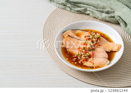 Poached Trout with Yuzu Ponzu Sauce Poached Trout with Yuzu Ponzu Sauce 129861244