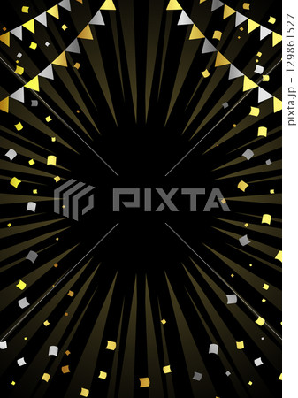 ブラックフライデー背景、金銀、縦、集中線、イラスト、かわいい、旗 129861527