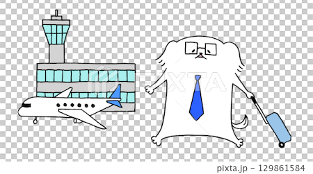 Airport and business-like dog Airport and business-like dog 129861584