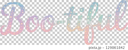 A whimsical ethereal and iridescent Boo-tiful typographic design with a playful ghostly theme 129861842