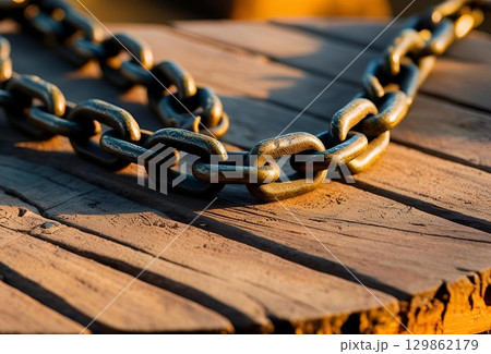夕日があたる錆びた鎖 夕日があたる錆びた鎖 129862179