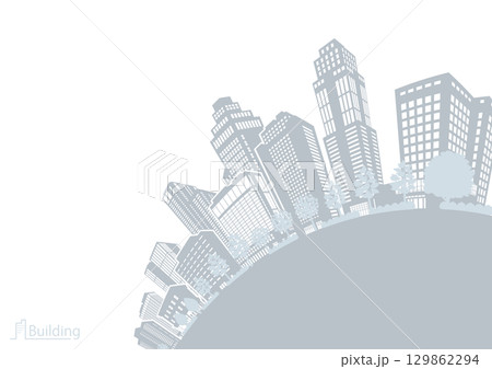街並みのシルエットイラスト. 大都市のイメージイラスト. 129862294