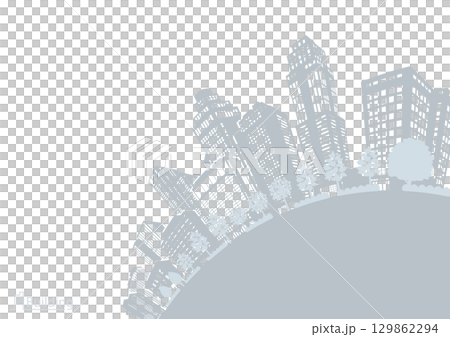 街並みのシルエットイラスト. 大都市のイメージイラスト. 129862294