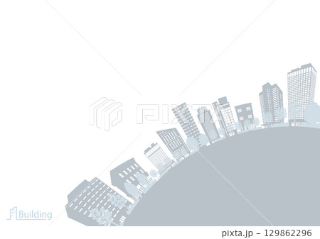 街並みのシルエットイラスト. 大都市のイメージイラスト. 129862296